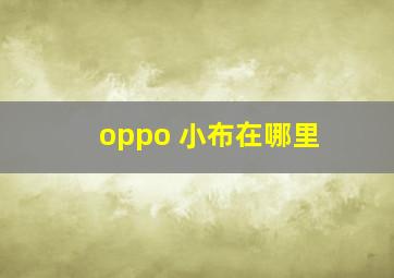 oppo 小布在哪里